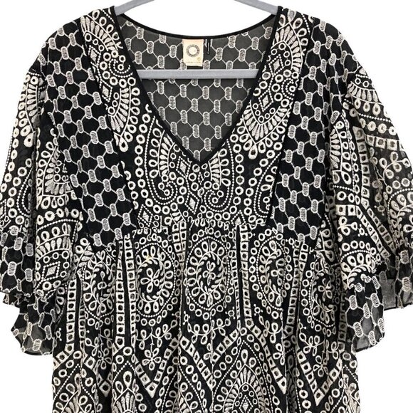 ANTHROPOLOGIE Akemi+Kin Brooke Embroidered Eyelet Dress w/Kimono Sleeve - Size 2 - Picture 8 of 13